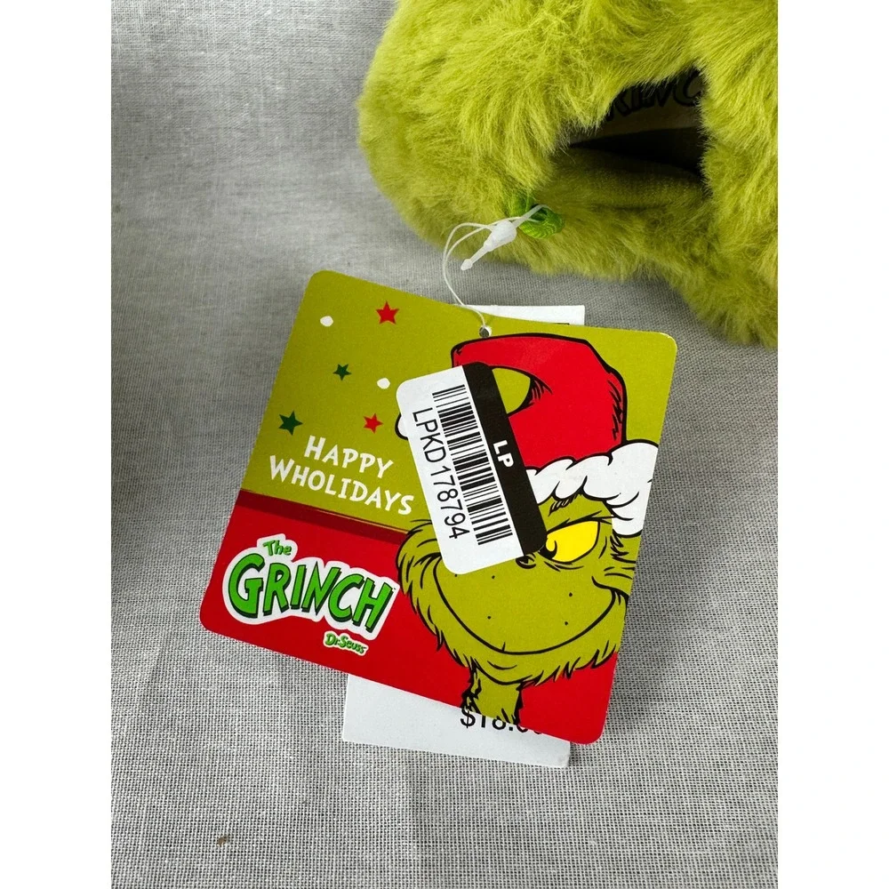 Dr Seuss‎ The Grinch Christmas Plush Slippers Green Santa Hat Toddler 5T-6T NEW